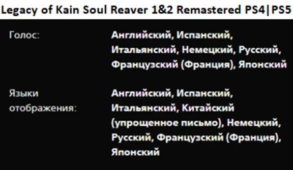 Soul Reaver 1&2 Remastered PS4|PS5 П2 Аренда от 10 дней