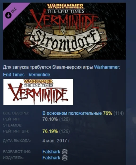 Warhammer: End Times - Vermintide Stromdorf DLC STEAM