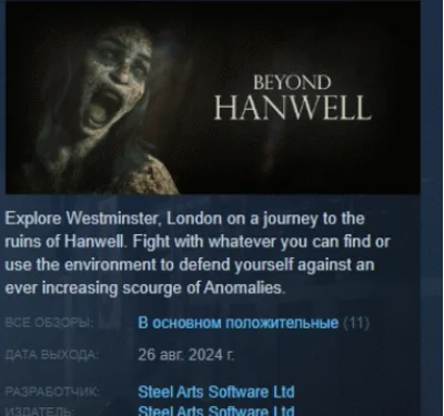 Beyond Hanwell АВТОДОСТАВКА STEAM РОССИЯ