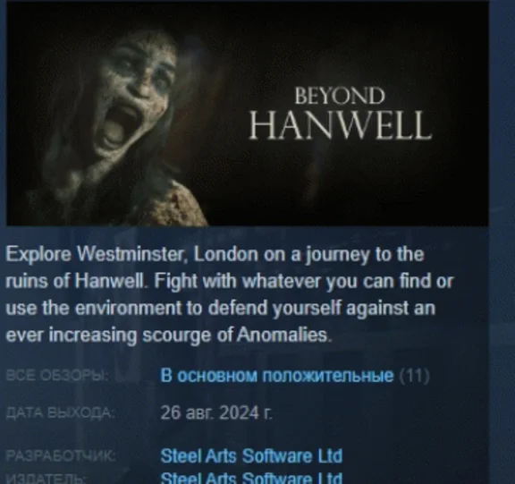 Beyond Hanwell АВТОДОСТАВКА STEAM РОССИЯ