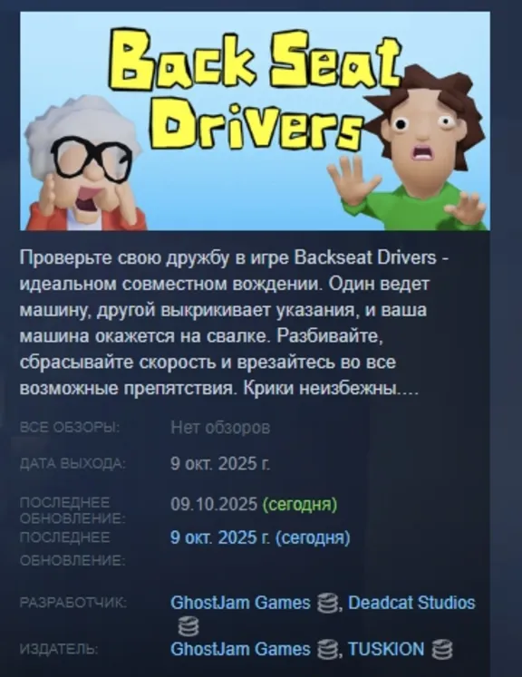 Backseat Drivers АВТОДОСТАВКА STEAM РОССИЯ
