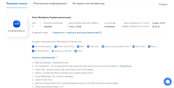 Подписка Zoom Workplace (Pro/Business) 1-12 месяцев