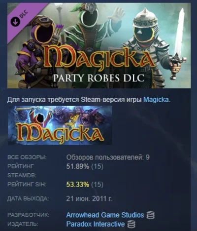 Magicka: Party Robes АВТОДОСТАВКА DLC STEAM РОССИЯ