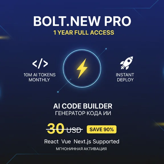 Bolt.new Pro 1 Year - AI Code Builder | Instant Web App