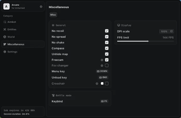 Working Arcane cheat for the game Unturned