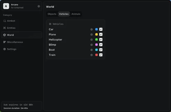 Working Arcane cheat for the game Unturned