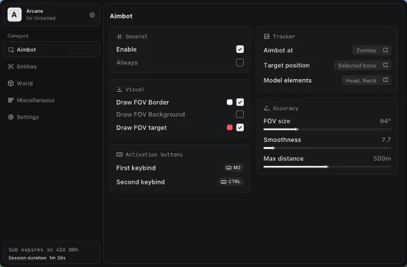 Working Arcane cheat for the game Unturned