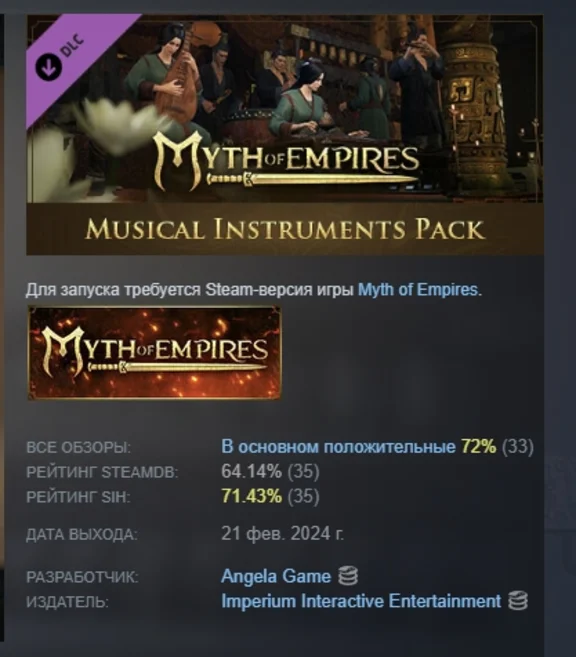 Myth of Empires - Musical Ins АВТОДОСТАВКА STEAM РОССИЯ