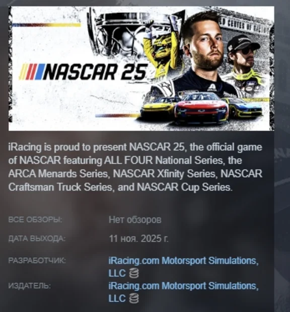 NASCAR 25 АВТОДОСТАВКА STEAM РОССИЯ