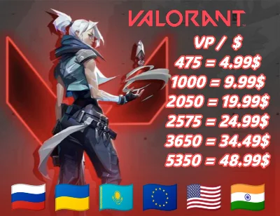 Valorant VP EU/Россия/Украина/KZT 🌎 475-5350 VP 🔑