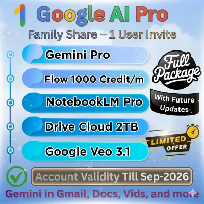 Google Gemini Pro | Veo 3.1 | NotebookLM Pro  (6+ мес)