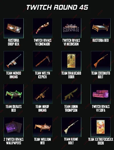 RUST【TWITCH DROPS】SKINS | Round 45 | 17 ITEMS | + GIFT