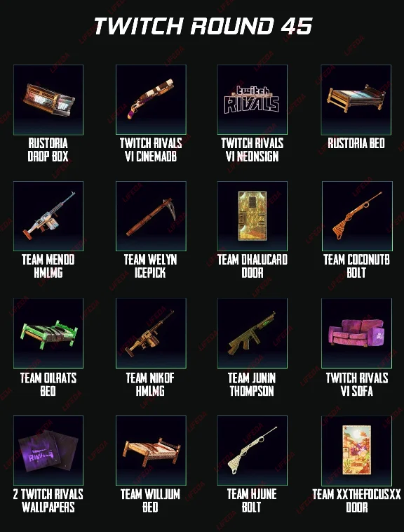 RUST【TWITCH DROPS】SKINS | Round 45 | 17 ITEMS | + GIFT