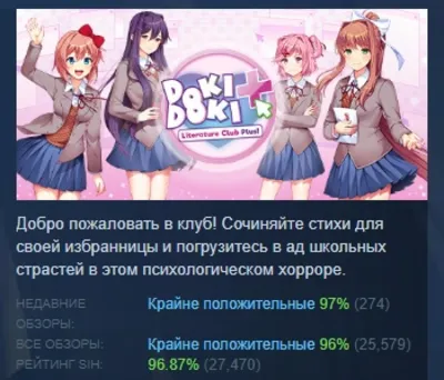 Doki Doki Literature Club Plus! STEAM GIFT РОССИЯ