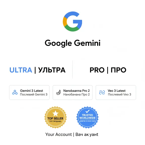 Google Gemini Ultra +Pro |6 МЕСЯЦЕВ| Veo3+нано банан 2
