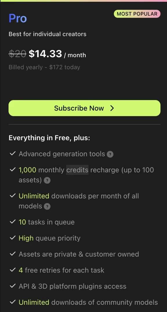Meshy AI Pro Аккаунт 30 Дней 1100 Кредитов