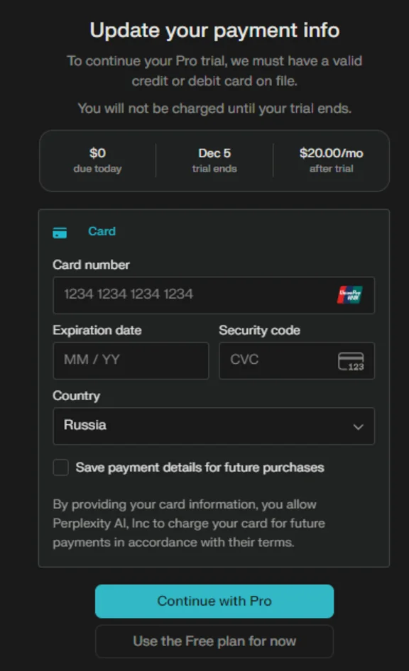 24/7 Сервис | Привязка карты | Perplexity Pro Trial