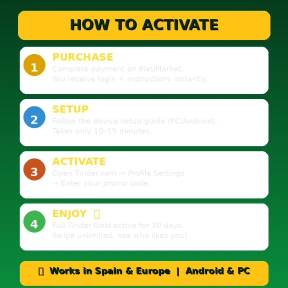 🔥 Tinder Plus/Gold 1-Month Code - Spain Activation Ready!