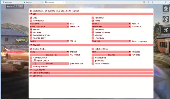 Shadow Pubg Mobile working Cheat bypassing MuMu / LD / BlueStacks Emulators