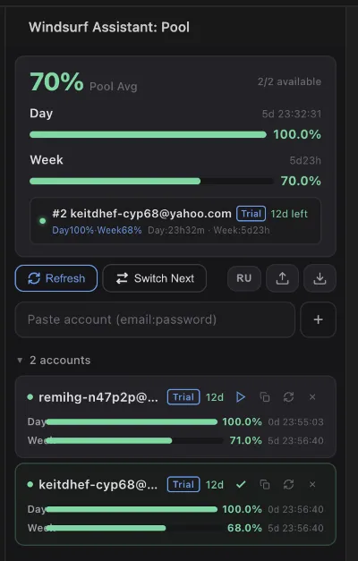 Windsurf AI 14 Days + Account Switcher Plugin