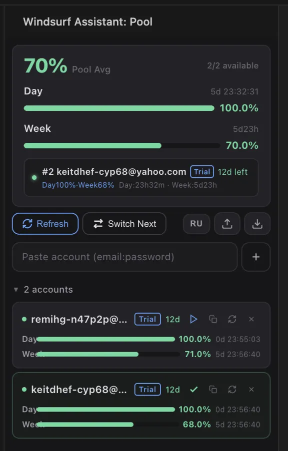 Windsurf AI 14 Days + Account Switcher Plugin