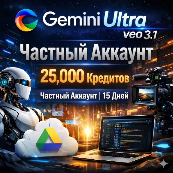 🔥 Gemini Ultra 25K кредитовFlow+veo3.1⚡Личный аккаунт (1Day) |Мгновенная доставка