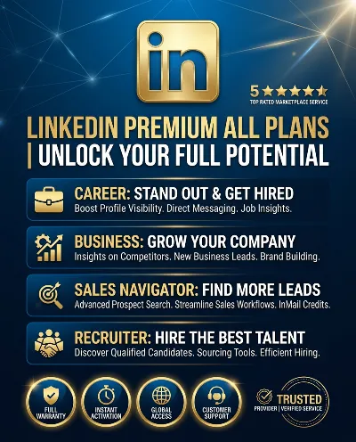 LinkedIn Premium All Plans 1 Year | Career, Business, Sales & Recruiter