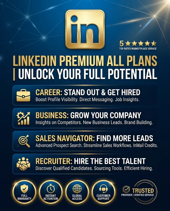 LinkedIn Premium All Plans 1 Year | Career, Business, Sales & Recruiter