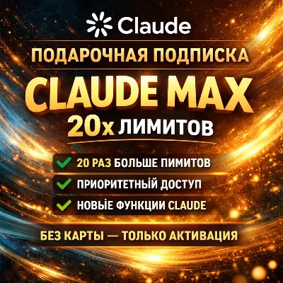 ⚡ Claude Max 20x Gift Link | подарочная подписка | 20x больше лимитов, чем Pro