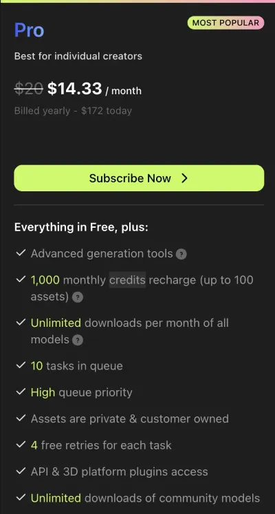Meshy AI Pro Аккаунт 1100 Кред 30Д Автовыдача