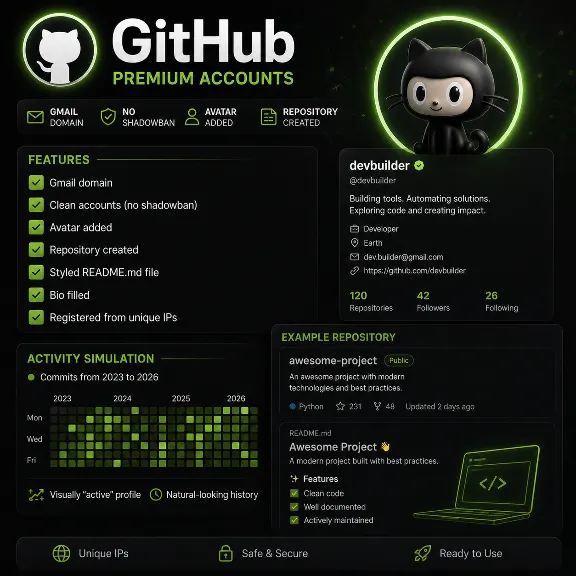 Аккаунт авторег GitHub | Красивое оформление | Имитация активности