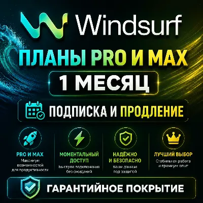 Windsurf AI — Pro & Max | 1 месяц | Продление / Обновление / Приватный аккаунт