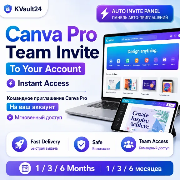 Canva Pro Team Invite To Your Account 1-3-6 Month Premium Instant