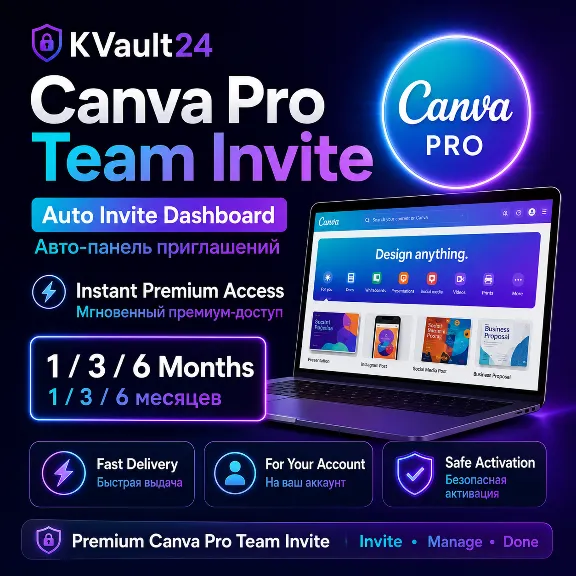 Canva Pro Team Invite To Your Account 1-3-6 Month Premium Instant
