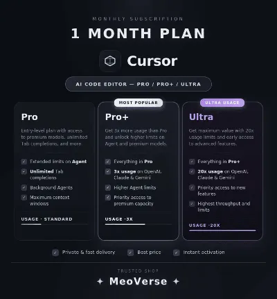 ✅ Cursor AI Pro, Pro+, Ultra – 1 Month 🔒  Full Warranty ⚡ Private Account
