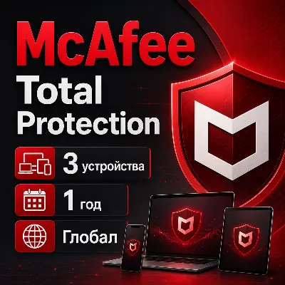 Ключ McAfee Total Protection 3 устройства 1 год Глобал