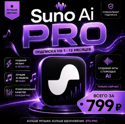 Suno Ai Pro | на 1  месяц | Моментально | Аккаунт с подпиской