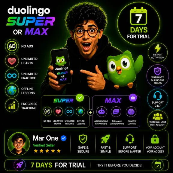 🔥 Duolingo Super  Months – Premium Language Learning English |Mar One ⭐