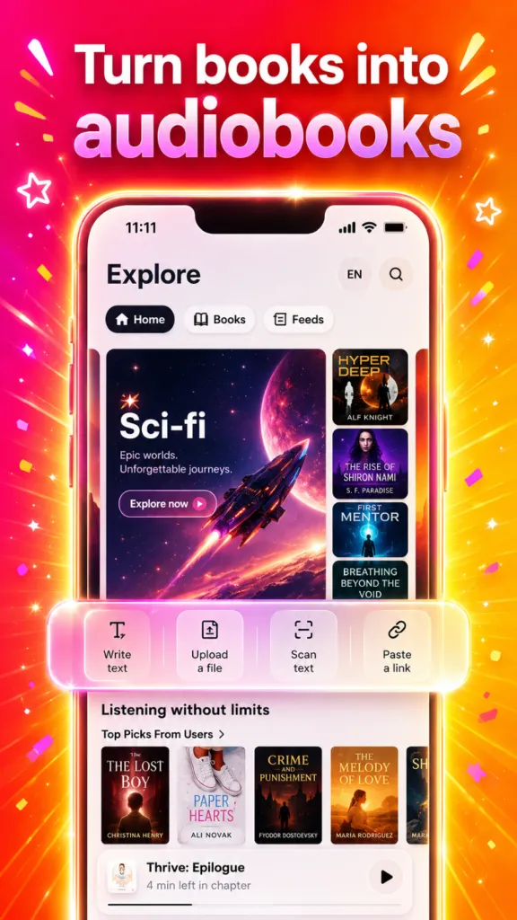 ElevenReader Ultra | 1 год | Собственное | Мгновенное  | Elevenlabs