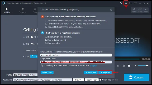 Aiseesoft Total Video Converter Код регистрации на 1 год