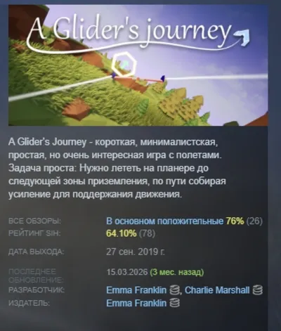 A Glider&acute;s Journey STEAM KEY REGION GLOBAL+РОССИЯ