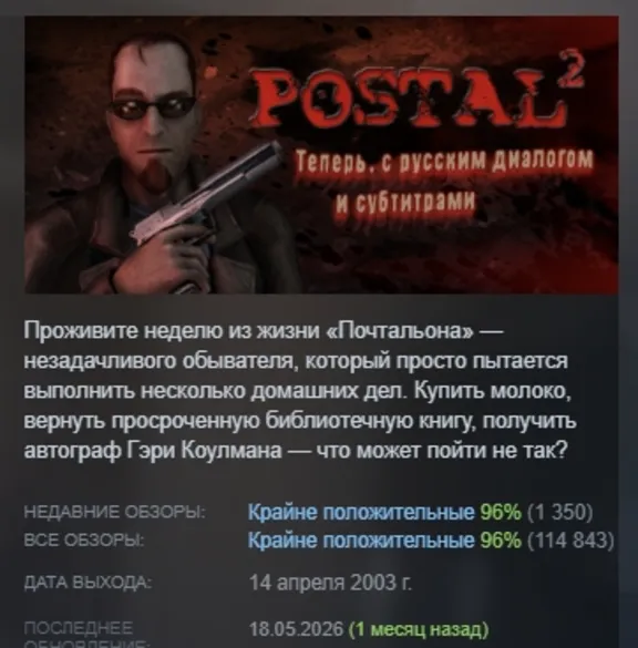POSTAL 2 АВТОДОСТАВКА STEAM РОССИЯ