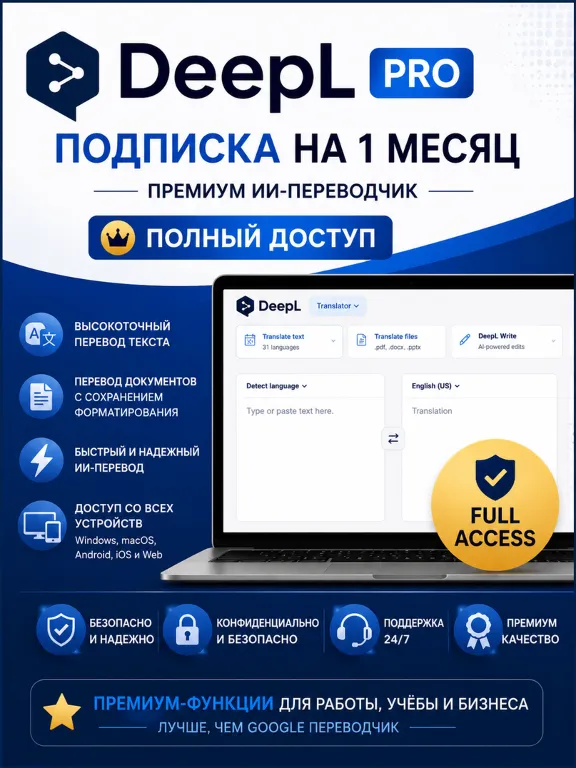 DeepL Pro 1 Month | Premium AI Translator | Full Access