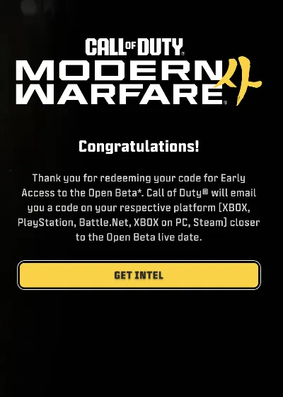 КЛЮЧ БЕТА-ДОСТУПА CoD MODERN WARFARE 4