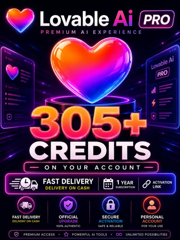 Lovable Ai Pro 305+ credits on your account 1 Year ( activation link )