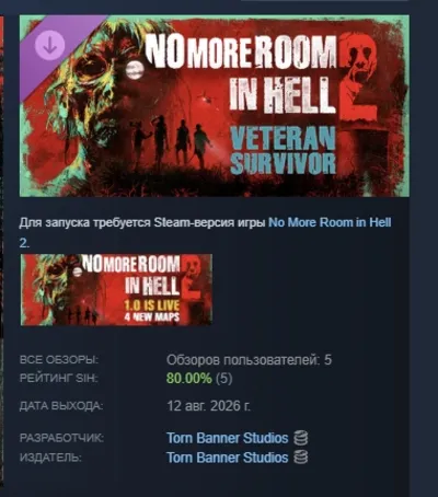 No More Room in Hell 2 - Veteran Survivor Pack DLC AUTODELIVERY RUSSIA STEAM INSTANTL