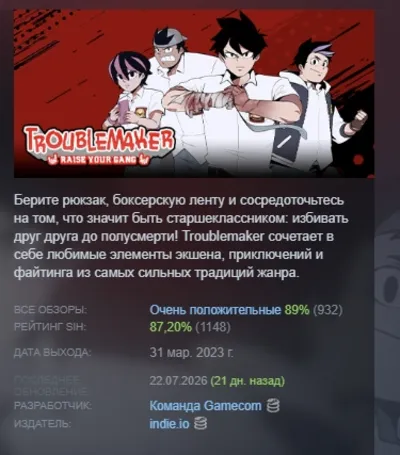 Troublemaker STEAM KEY REGION GLOBAL+РОССИЯ ЛИЦЕНЗИЯ