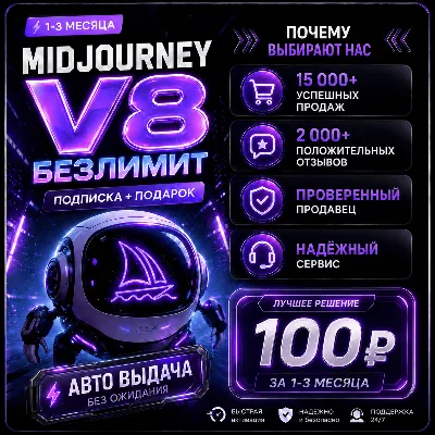 🔮MIDJOURNEY V8 БЕЗЛИМИТ🔥ПОДПИСКА⚙️+🎁ПОДАРОК