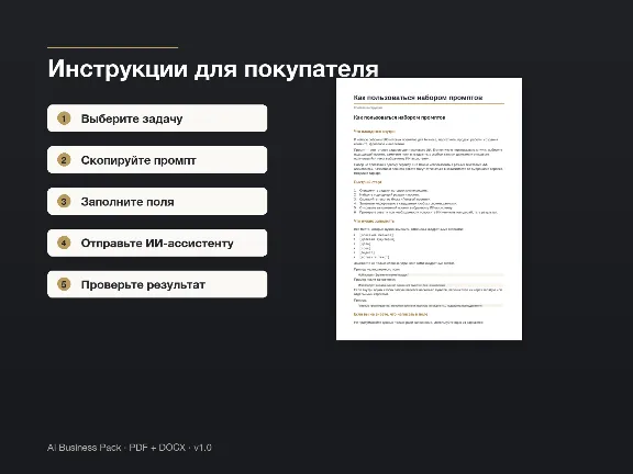 AI Бизнес-Пакет | 500 промптов + Роли + Идеи заработка