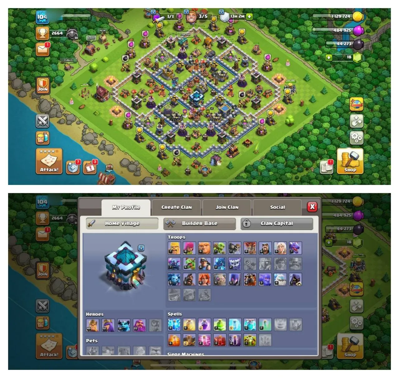 {70% DISCOUNT} TH13 GOOD BASE 3 EPIC EQUIPMENT XP-104 HERO 49-52-31-22 500 GEMS - irongamers.ru